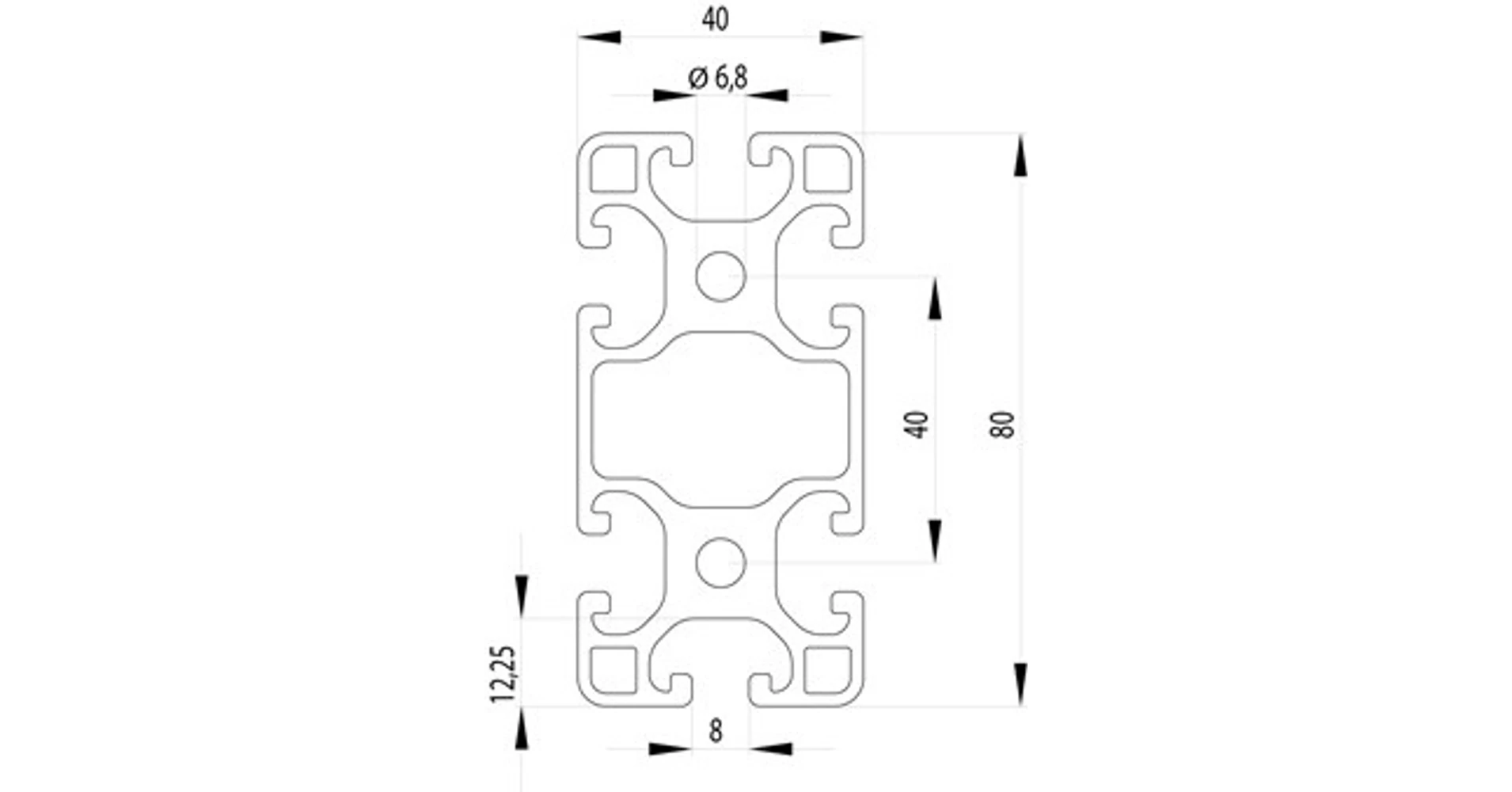 Aluprofil 40x80 Mm Nut 8 – Schwarz Eloxiert, Länge 600 Mm, Leicht & Stabil Für Maschinenbau, 3D-Drucker & Co.