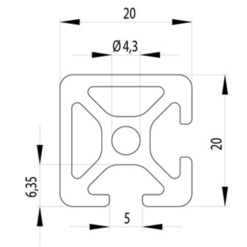 I5 20x20 2N90 Item kompatibilis aluprofil