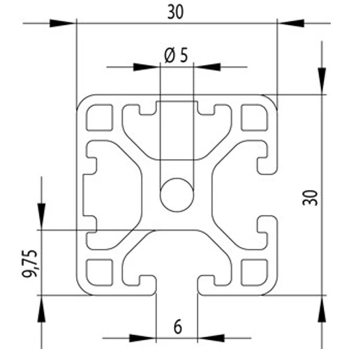 I6 30x30 2N90 kompatibilis aluprofil