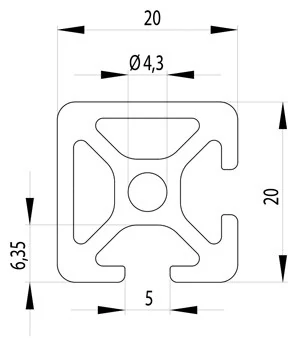 I5 20x20 2N90 Item kompatibilis aluprofil
