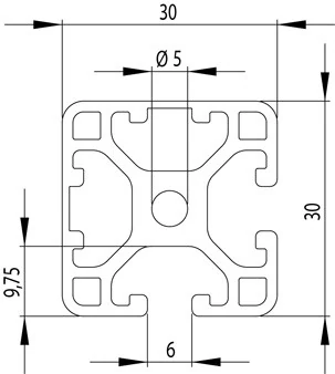 I6 30x30 2N90 kompatibilis aluprofil